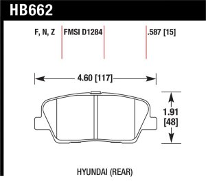 Hyundai Genesis Coupe Brake Pad Sets - Rear - Hawk Performance - HP+ Autocross 15mm - `10-`27